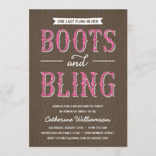 Invitation Bottes et bobines   Parties scintillant-Look Bache