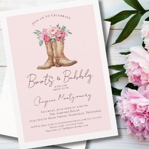 Invitation Bottes et bulles Rose rustique de cowgirl Fête de 