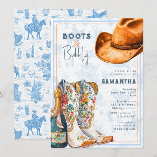 Invitation Bottes et bulles Toile de Jouy Mariage Shower