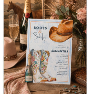 Invitation Bottes et bulles Toile de Jouy Mariage Shower