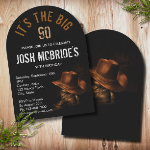 Invitation Bottes et chapeau de cowboy pour 90e anniversaire
