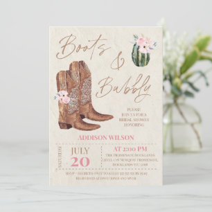 Invitation Bottes florales roses Brown et Fête des mariées mo