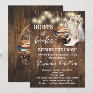 Invitation Bottes occidentales et livres avant la douche de m