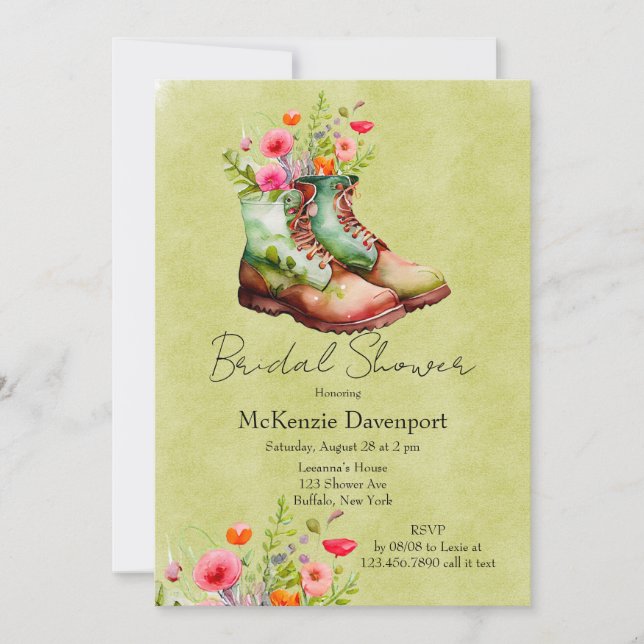 Invitation Bottes pour fille avec Fête des mariées Fleur sauv (Devant)