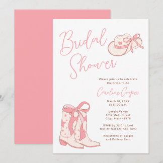 Invitation Bottes rodéo rose occidentale avec Fête des mariée