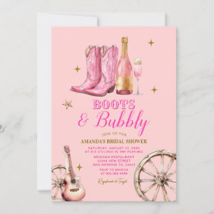 Invitation Bottes roses et or et Fête des mariées Bubly