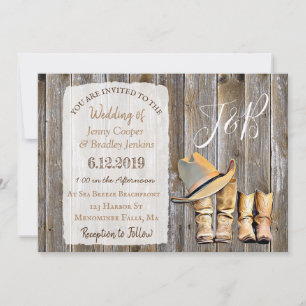 Invitation Bottes rustiques Cowboy et Mariage de dentelle
