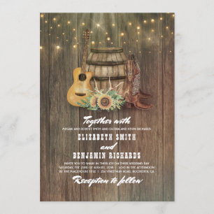 Invitation Bottes rustiques Cowboy Mariage Tonneau de tournes
