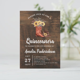 Invitation Bottes rustiques de cow-girl Quinceanera