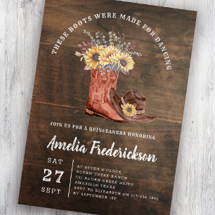 Invitation Bottes rustiques de cow-girl Quinceanera