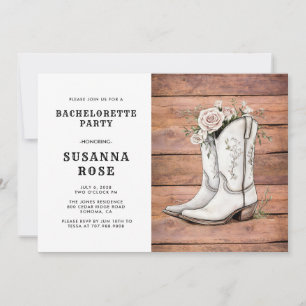 Invitation Bottes Rustiques De Cowgirl Et Parti Rose De Bache