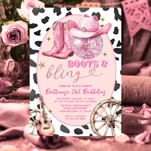 Invitation Bottes Spatiales et Cowgirl Pailletée 30e Annivers
