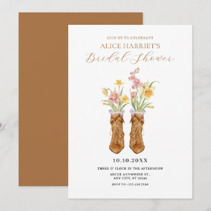 Invitation Bottes vintages bouquet de fleurs douche nuptiale