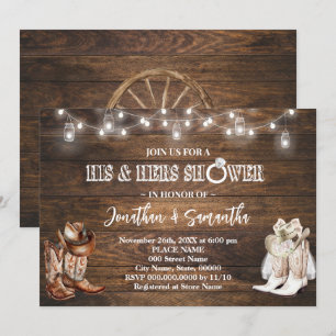 Invitation Bottes Wedding showers de Cowboy de Western His et