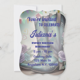Invitation Bottes Whimsical Occidentales avec charme floral