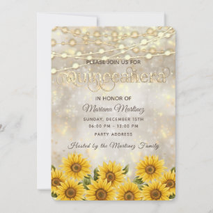 Invitation Bouche de tournesol String lumières or scintillant