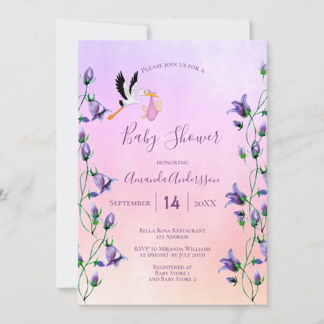 Invitation Bouche fille violet rose violet violet baby shower (Devant)