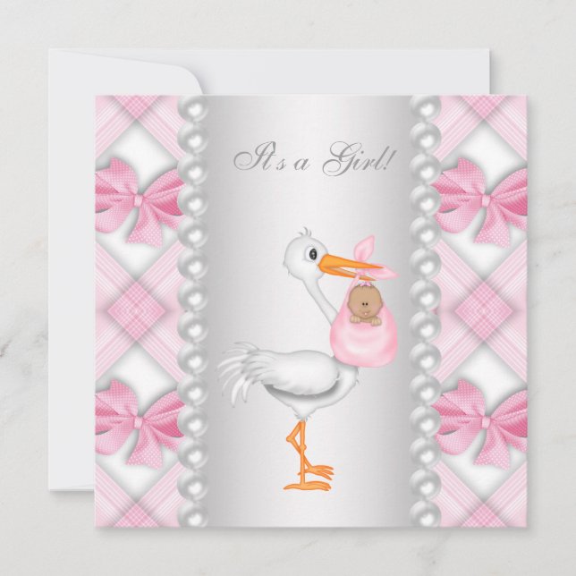 Invitation Bouche rose Africain-Américain Baby Girl Douche (Devant)