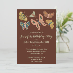 Invitation Bouches d'art populaire, papillons Fête d'annivers