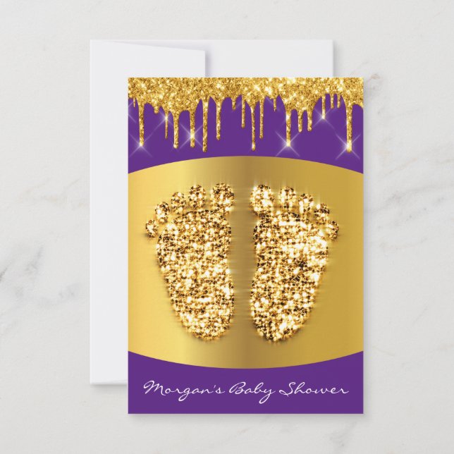 Invitation Bouches d'or Baby shower bleu royal Pieds pourpres (Dos)