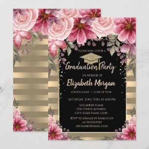Invitation Bouchon de graduation de Parties scintillant d'or,