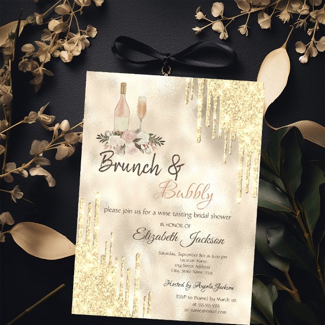 Invitation Bouchons d'or Brunch & Fête des mariées Bubbly (Créateur téléchargé)