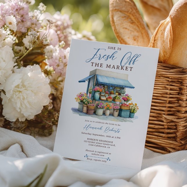 Invitation Boucle de Fête des mariées Rustique frais hors du  (Rustic Fresh Off Market Bridal Shower Flower Stall Invitation)