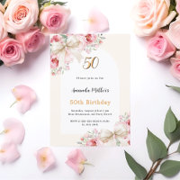 Boucles beige florale rose arc luxe anniversaire