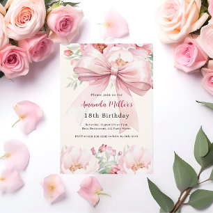 Invitation Boucles d'arc rose pâle crème anniversaire