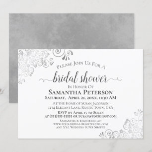 Invitation Boucles d'argent Élégante Fête des mariées gris et