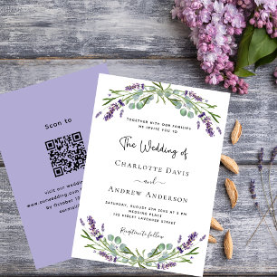Invitation Boucles violets de lavande code QR mariage RSVP