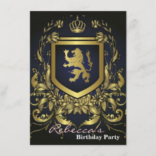 Invitation bouclier vintage grunge d'or de midevil