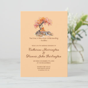 Invitation Bouddha sous un arbre Cérémonie de mariage bouddhi