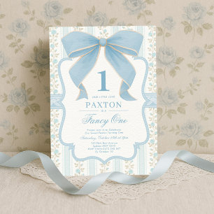 Invitation Boue Bleue Vintage Florale 1er anniversaire fête