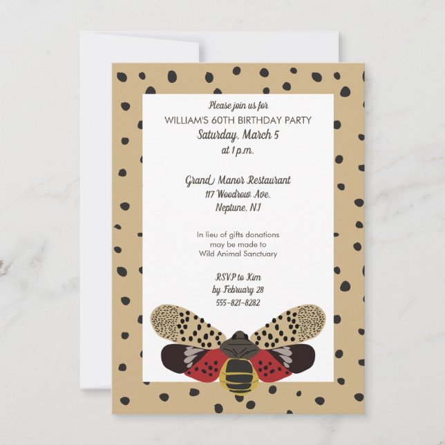 Invitation Boug de lanternfly tacheté Personnalisé (Devant)