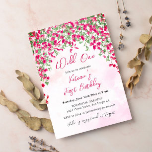 Invitation Bougainvillea Fête d'anniversaire tropicale avec f