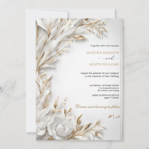 Invitation Bougainvillea Green Gold Mariage Art Nouveau Mucha