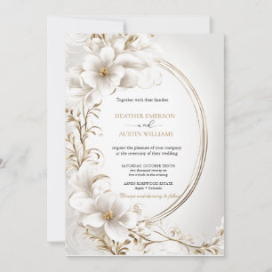 Invitation Bougainvillea Green Gold Mariage Art Nouveau Mucha