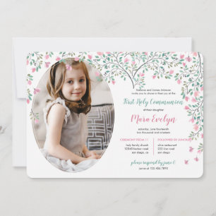 Invitation Bougainvillea Photo Première communion sainte