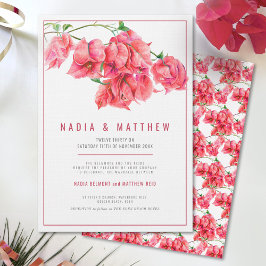 Invitation Bougainvillea rouge rose mariage
