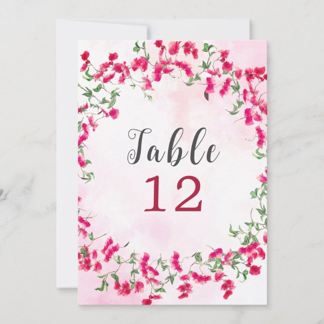 Invitation Bougainvillea Tropical Forest Wedding Table Number (Devant)