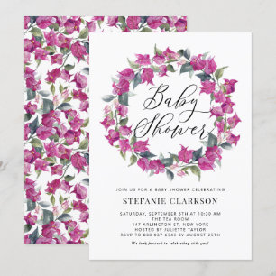 Invitation Bougainvillier d'aquarelle violet Baby shower de c