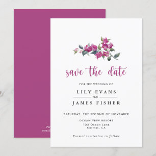 Invitation Bougainvilliers méditerranéens rose Sauvez la date