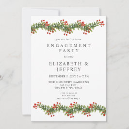 Invitation Boughs rustiques de Holly Christmas Engagement Par