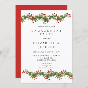 Invitation Boughs rustiques de Holly Christmas Engagement Par