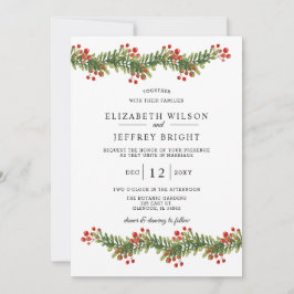 Invitation Boughs rustiques de Holly Mariage de Noël hiver en
