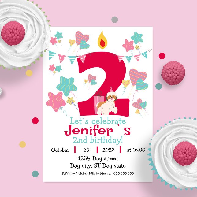 Invitation Bougie en forme de rouge numéro deux Anniversaire (Candle in the shape of a red number two Birthday Invitation)