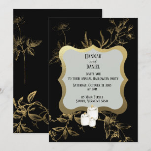 Invitation Bougie noire et or Halloween Party