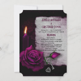Invitation Bougie Rose gothique et Mariage de serrure