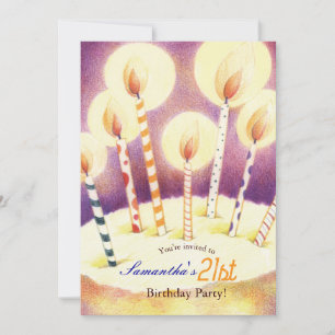 Invitation Bougies chic brillantes 21ème anniversaire